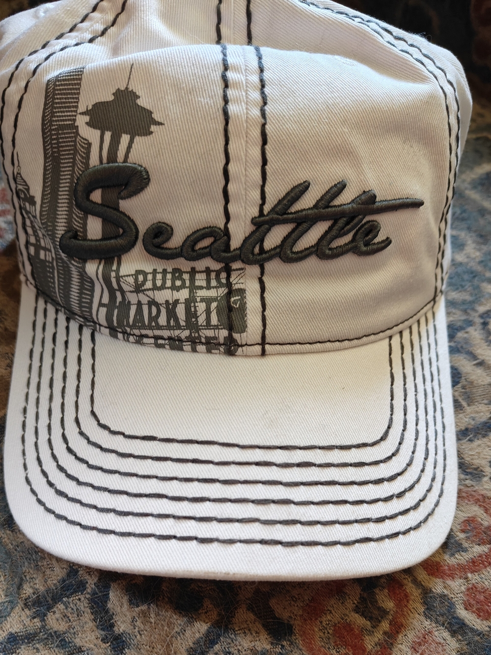 "Seattle" Embroidered White Baseball Cap